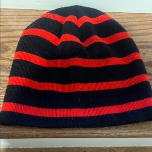 Navy blue and Red Striped Beanie